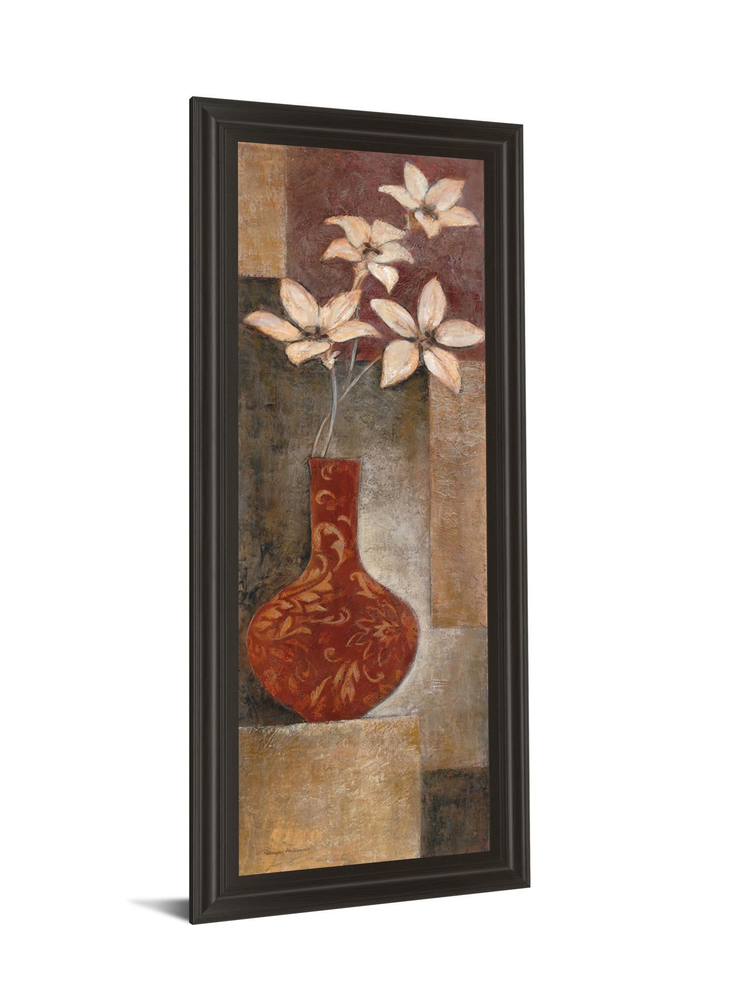 Baroque Floral l By Rosie Abrahams - Framed Print Wall Art - Red Classy Art