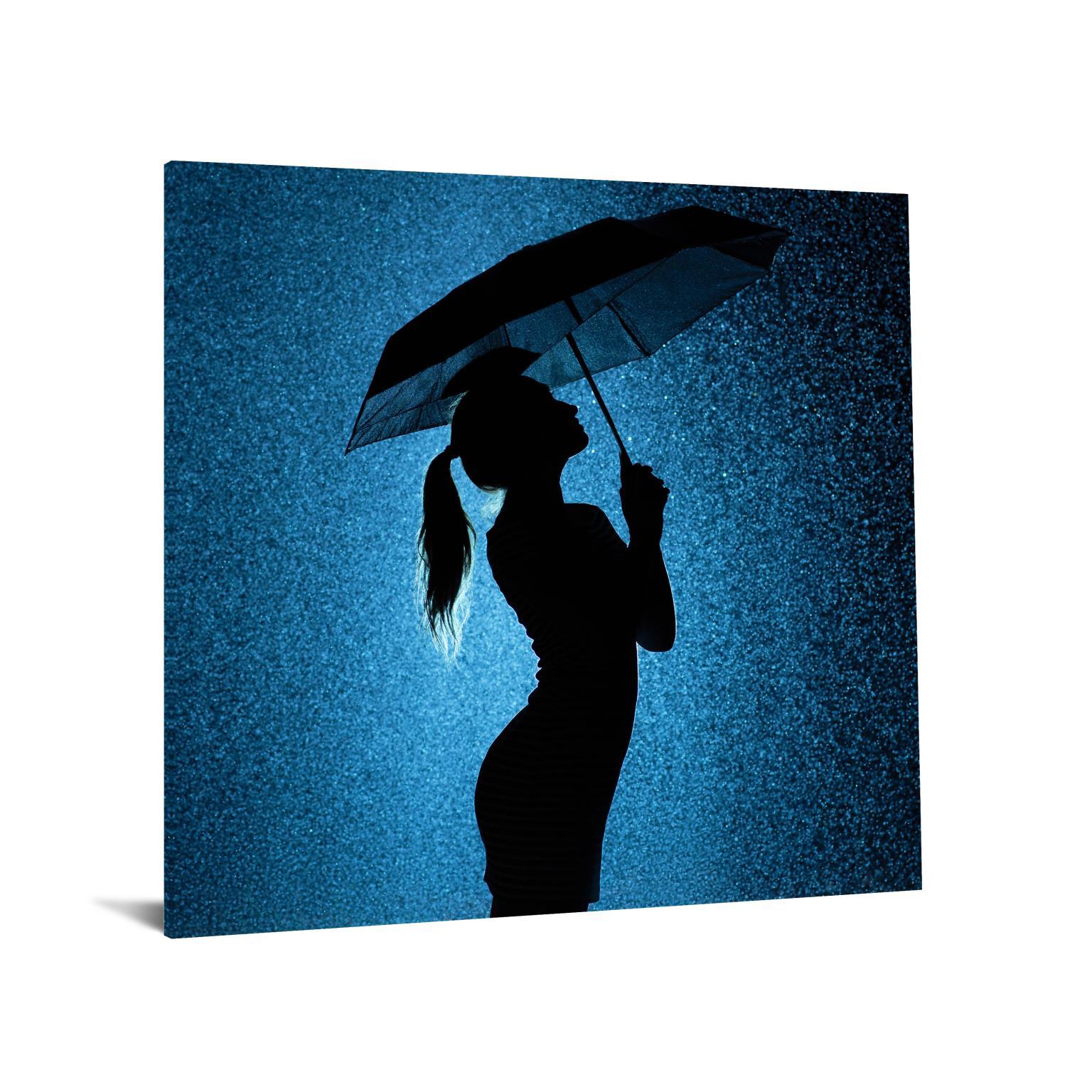 Tempered Glass With Foil - Rainy Night 2 - Blue Classy Art