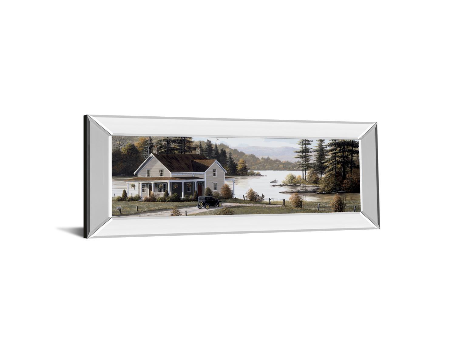 Out On The Lake By Saunders B. - Mirrored Frame Wall Art - Dark Brown Classy Art