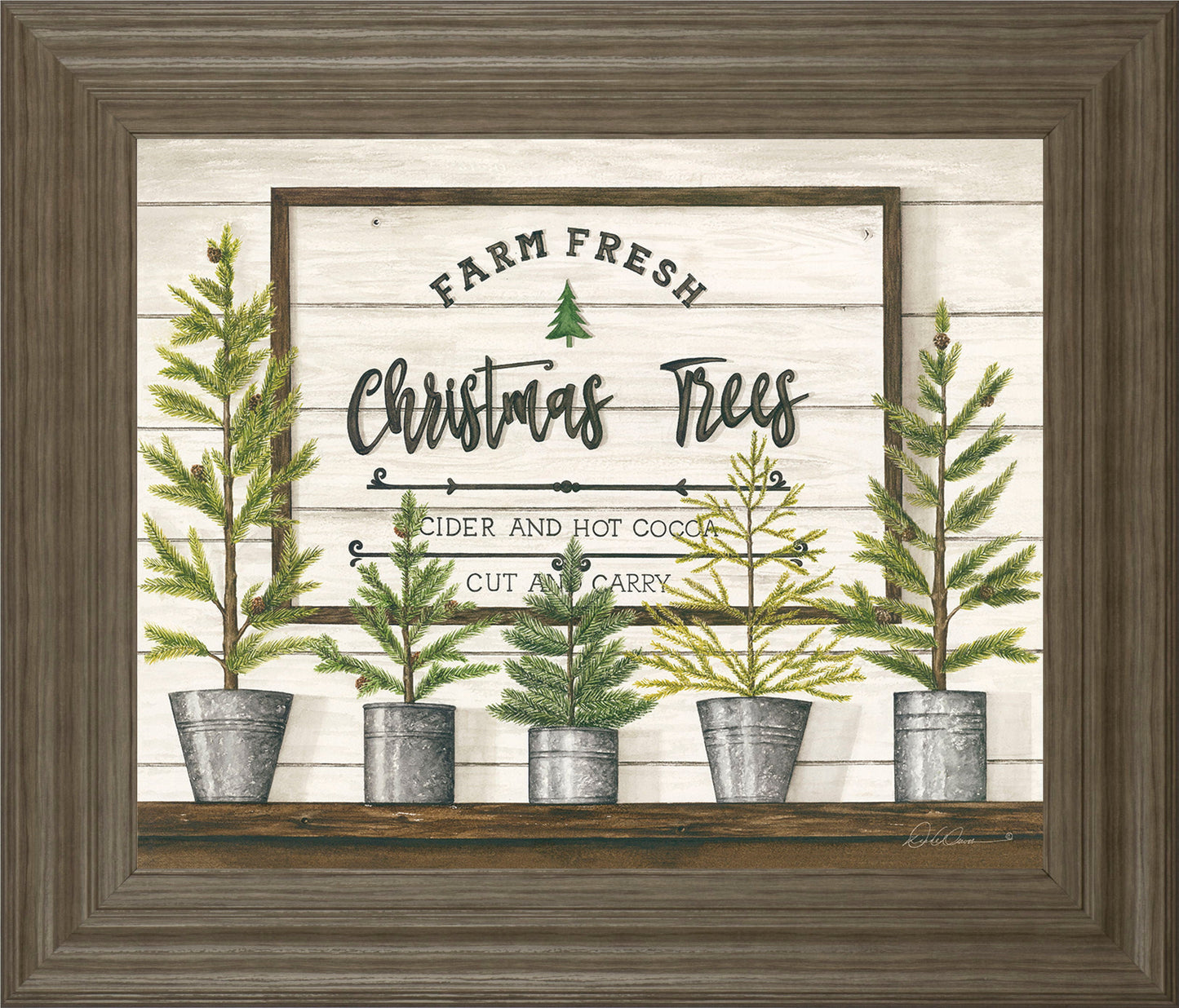 Farm Fresh Christmas Trees By Diane Weaver - Framed Print Wall Art - Green Classy Art