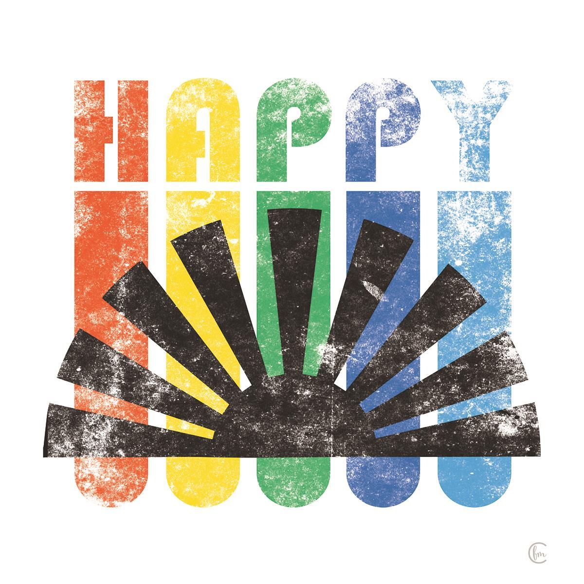 Happy Retro By Fearfully Made Creations - White Classy Art