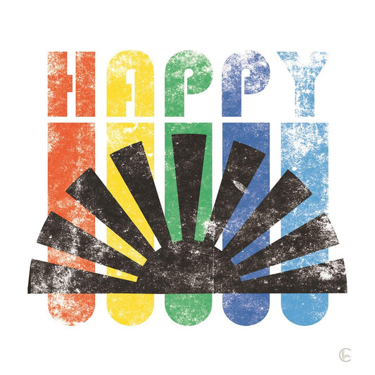 Happy Retro By Fearfully Made Creations - White Classy Art