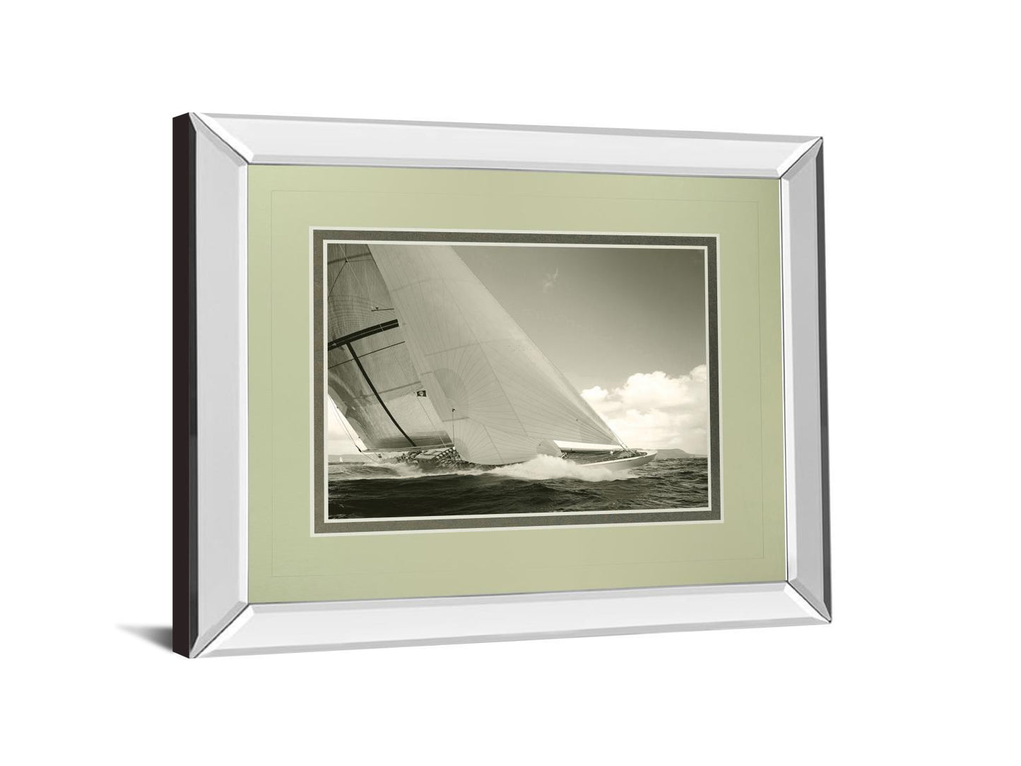 Sea Spray I By Michael Kahn - Mirror Framed Print Wall Art - Dark Gray Classy Art