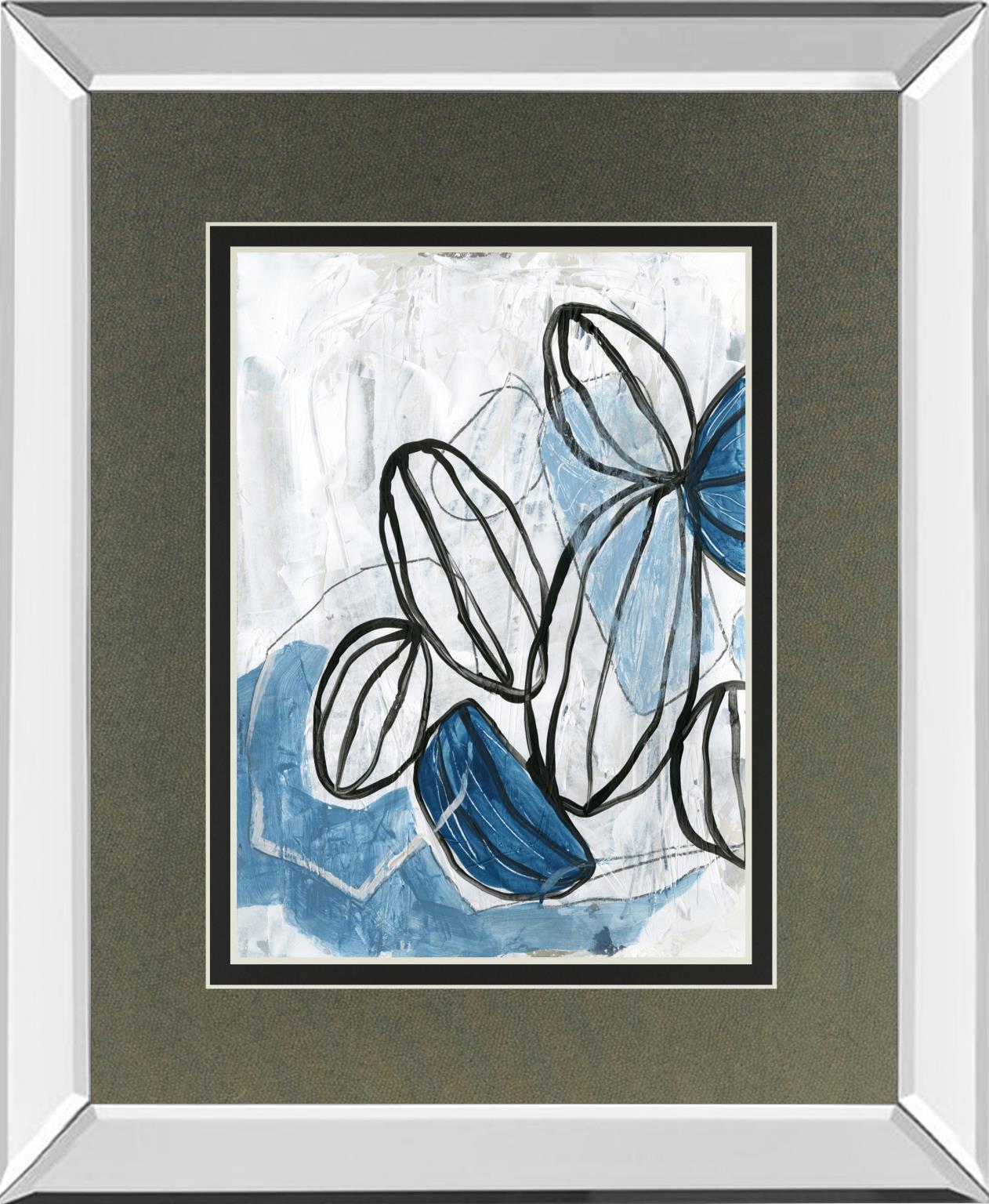 Blue Lanterns I By June Erica Vess, Mirrored Frame - Light Blue Classy Art