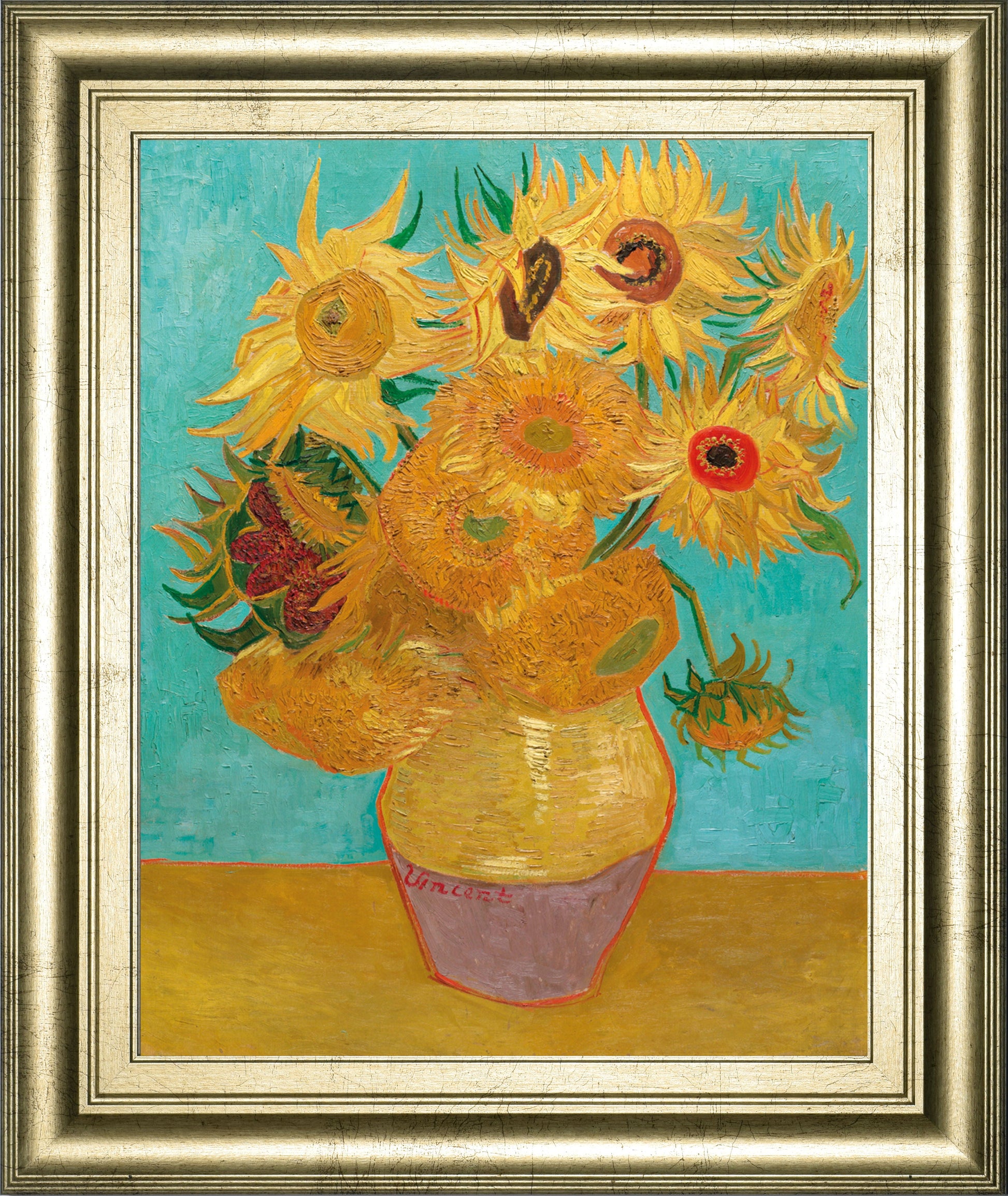 Still Life Vase With Twelve Sunflowers, January 1889 By Vincent Van Gogh - Framed Print Wall Art - Gold Classy Art