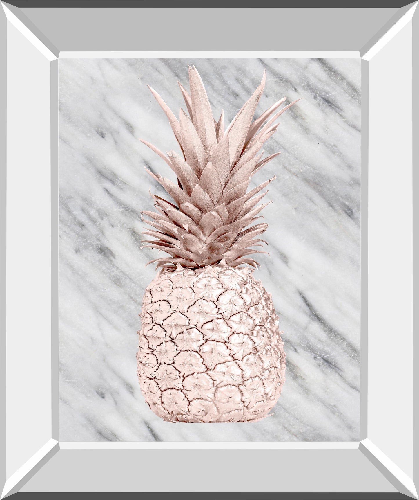 Rose Gold Pineapple On Gray Marble By Nature Magick - Mirror Framed Print Wall Art - Gray Classy Art