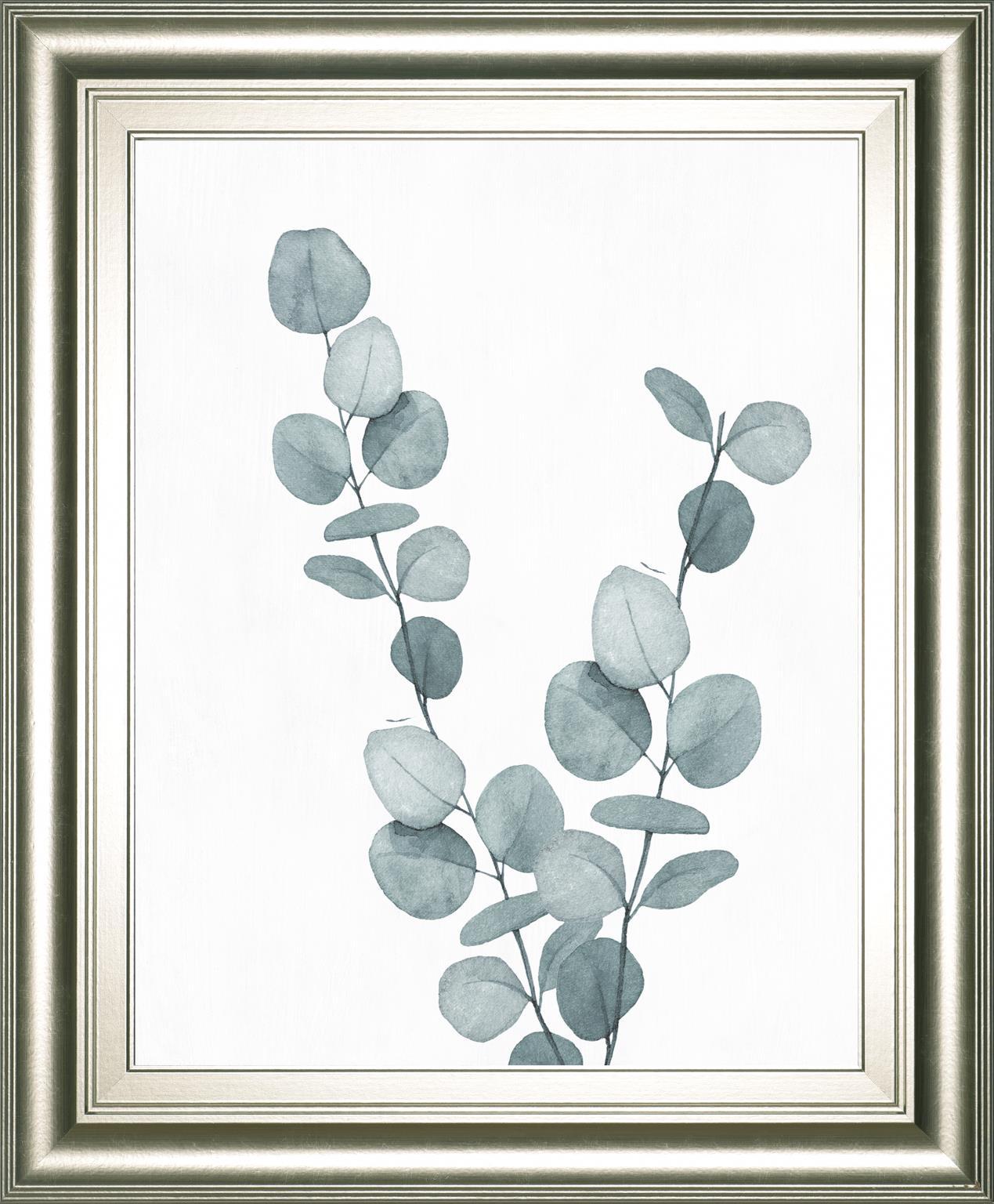 22x26 Blue Botanical Wash III By Conrad Knutsen - Pearl Silver Classy Art