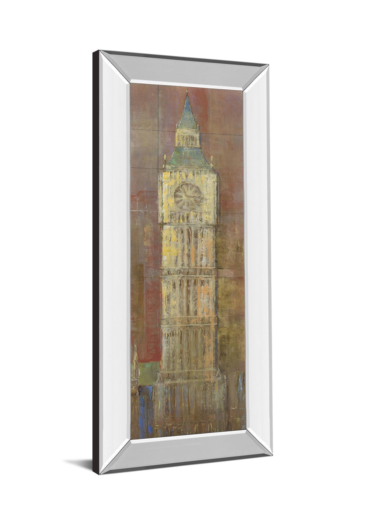 Big Ben By Longo - Mirror Framed Print Wall Art - Yellow Classy Art