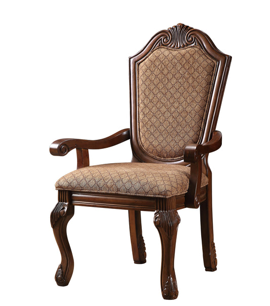 Chateau De Ville Fabric & Cherry Arm Chair ACME East