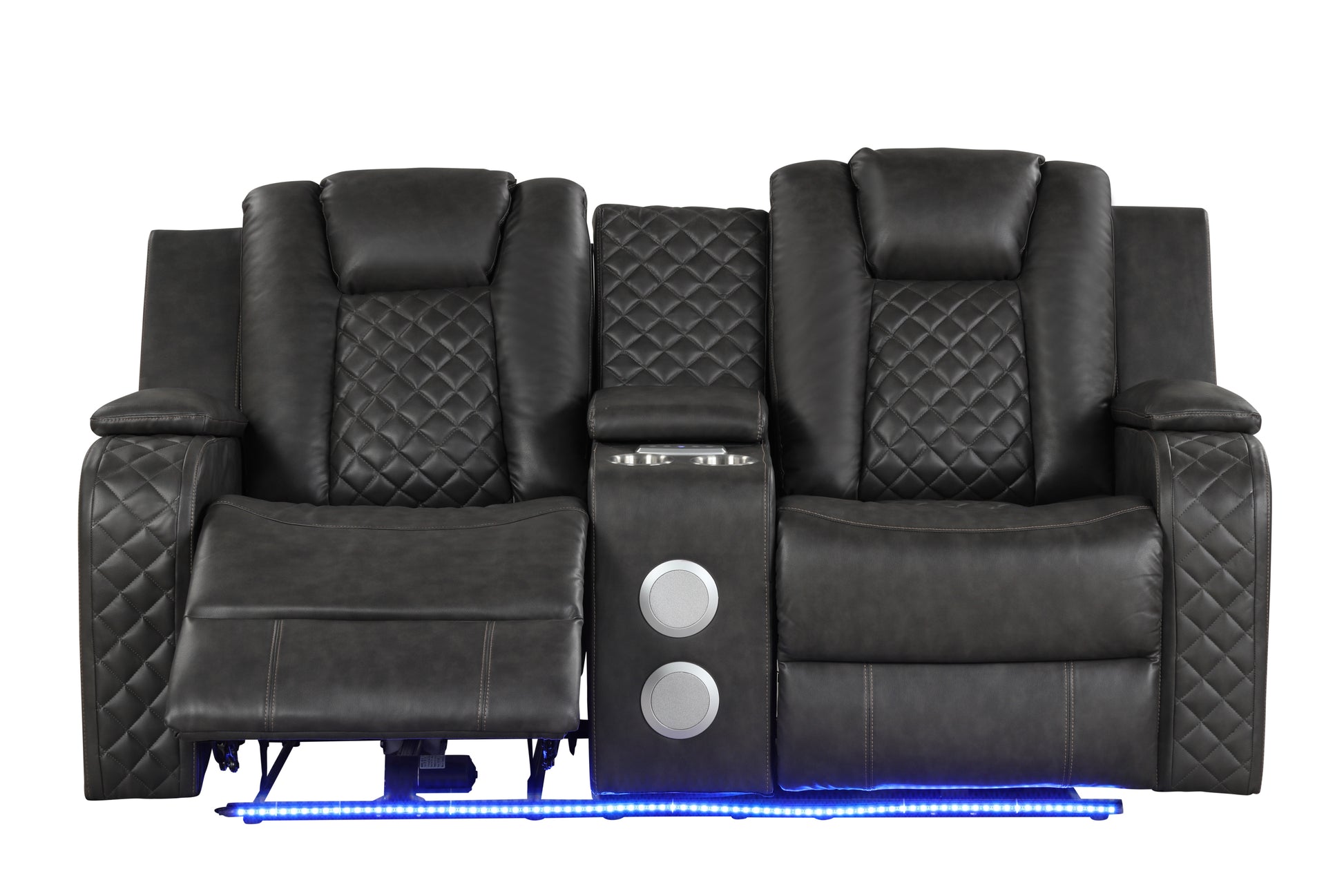 Benz LED & Power Recliner 2 PC Made With Faux Leather in Black (FREE SHIPPING) House to Home Furnishings LLC