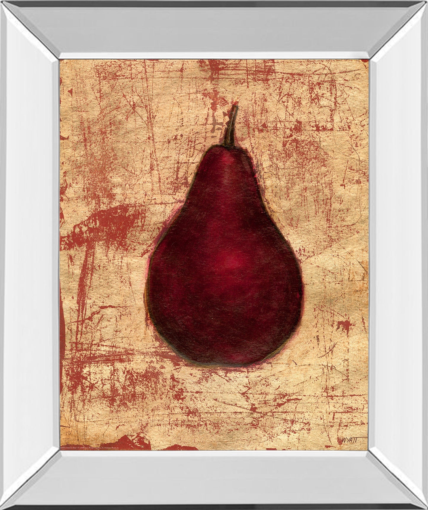 Crimson Pear By Norman Wyatt, Jr. - Mirror Framed Print Wall Art - Red Classy Art