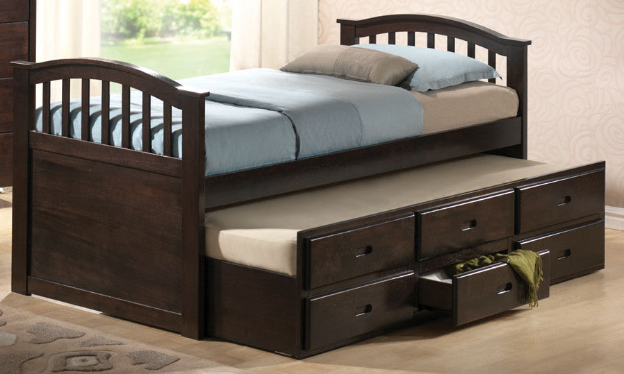 Acme San Marino Twin Captain Storage Bed with Trundle in Dark Walnut 04990T ACME East