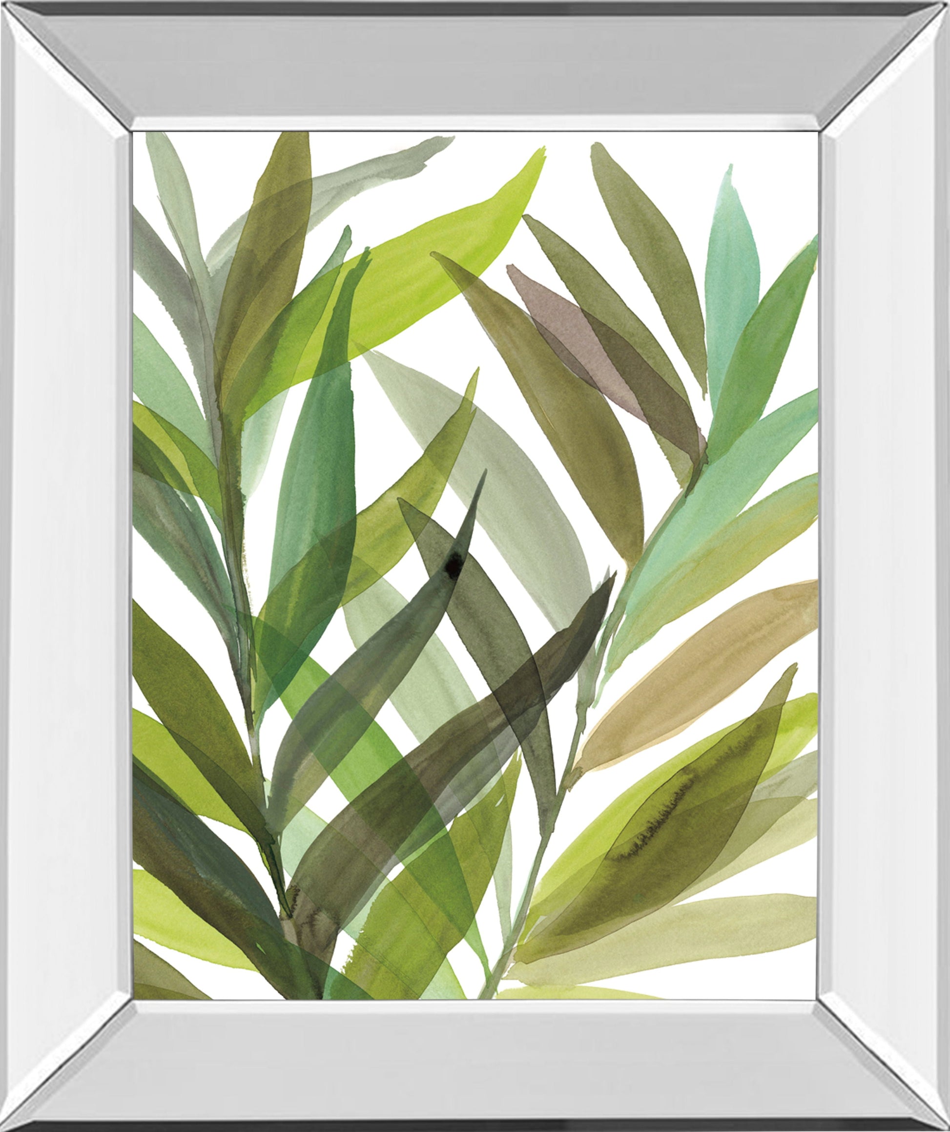 Tropical Greens I By Rebecca Meyers - Mirror Framed Print Wall Art - Green Classy Art