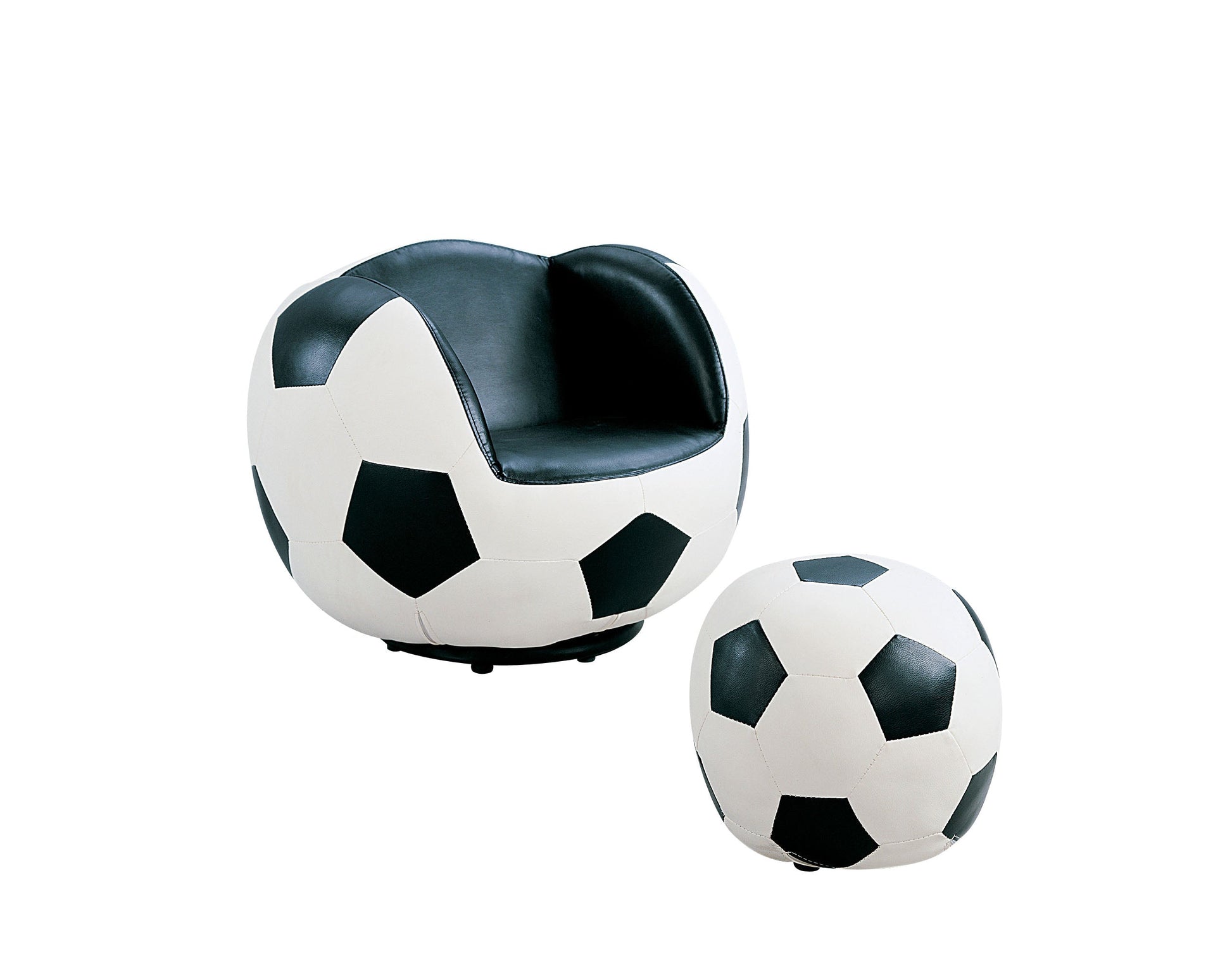 All Star Soccer: White & Black Chair & Ottoman (2Pc Pk) ACME East