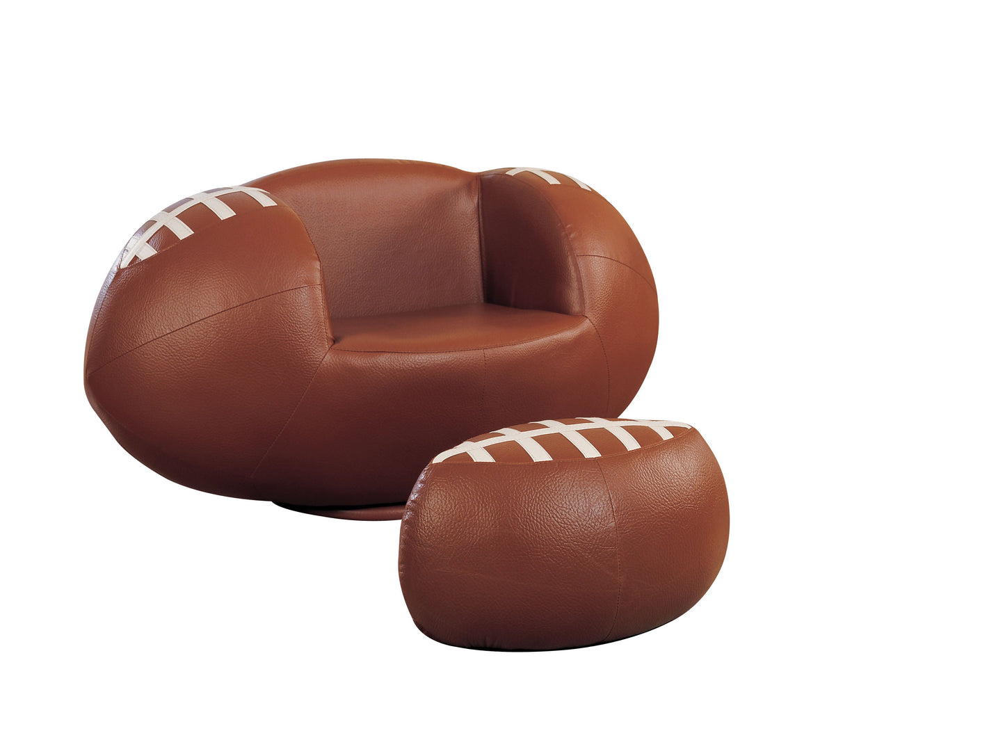 All Star Football: Brown & White Chair & Ottoman (2Pc Pk) ACME East