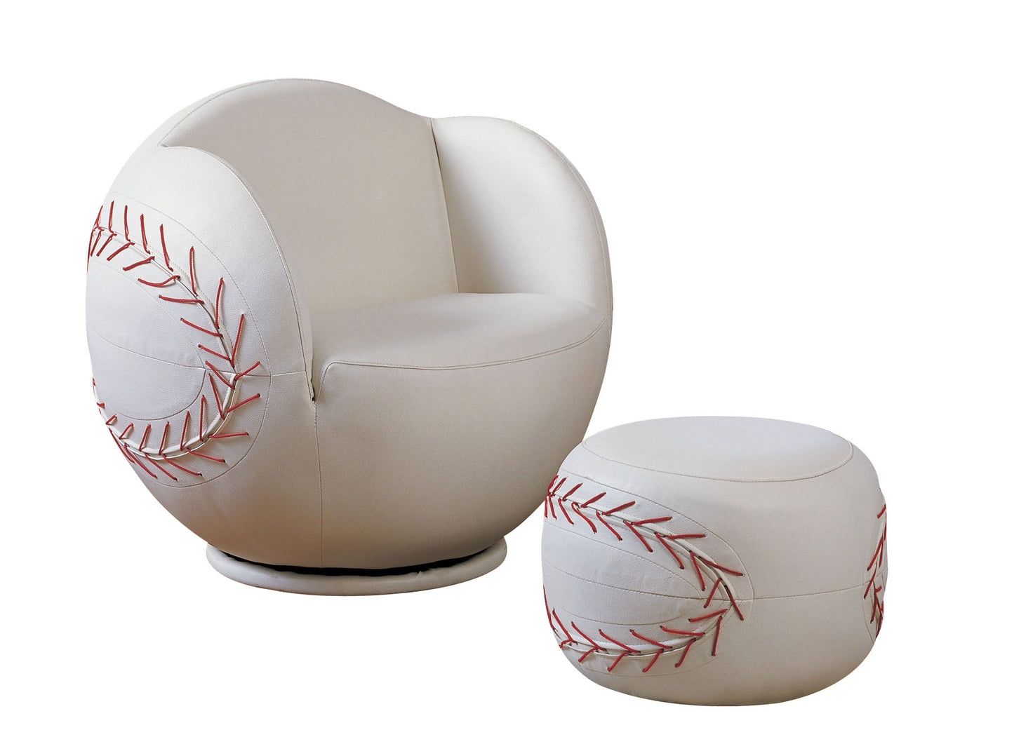 All Star Baseball: White Chair & Ottoman (2Pc Pk) ACME East