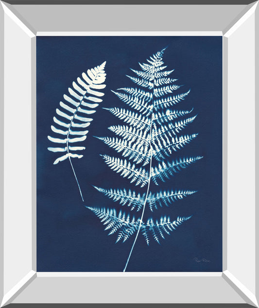 Nature By The Lake Ferns V By Piper Rhue - Mirror Framed Print Wall Art - Blue Classy Art