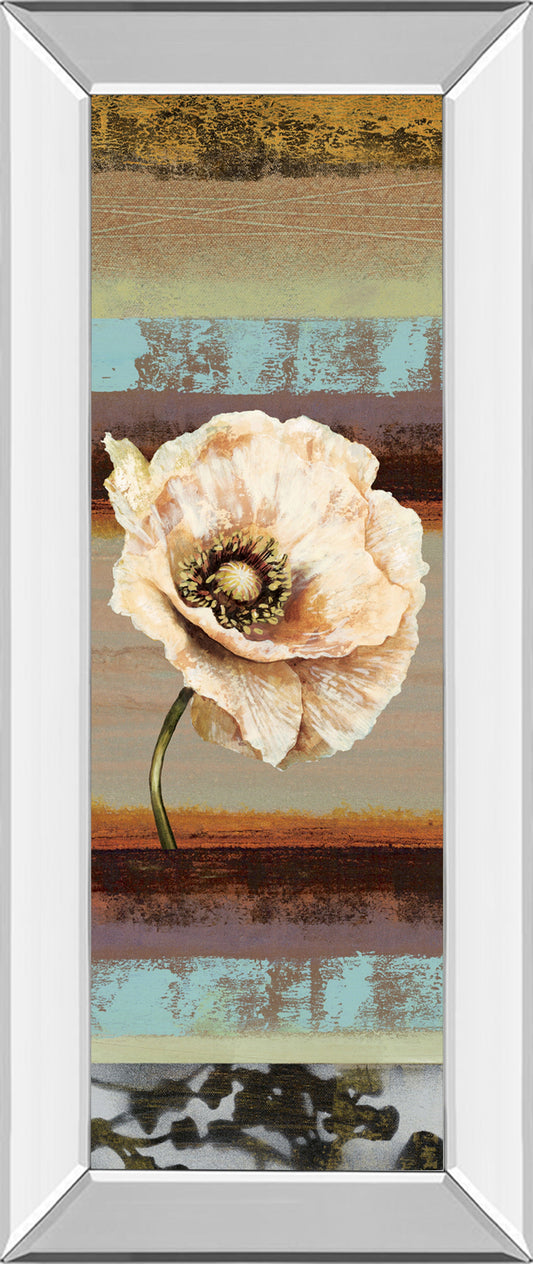 Elemental Poppy Il By Selina Werbelow - Mirror Framed Print Wall Art - Blue Classy Art