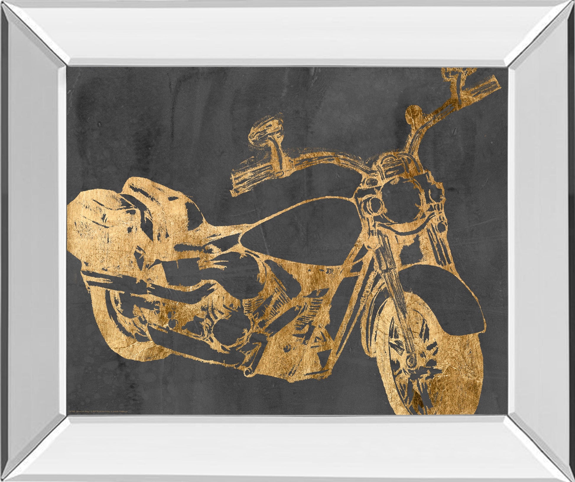 Motorcycle Bling I By Jennifer Goldberger - Mirror Framed Print Wall Art - Gold Classy Art