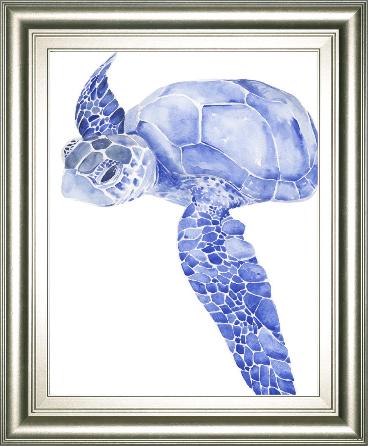 22x26 Ultramarine Sea Turtle I By Jennifer Paxton Parker - Blue Classy Art