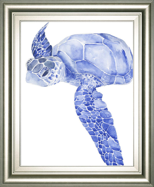 22x26 Ultramarine Sea Turtle I By Jennifer Paxton Parker - Blue Classy Art