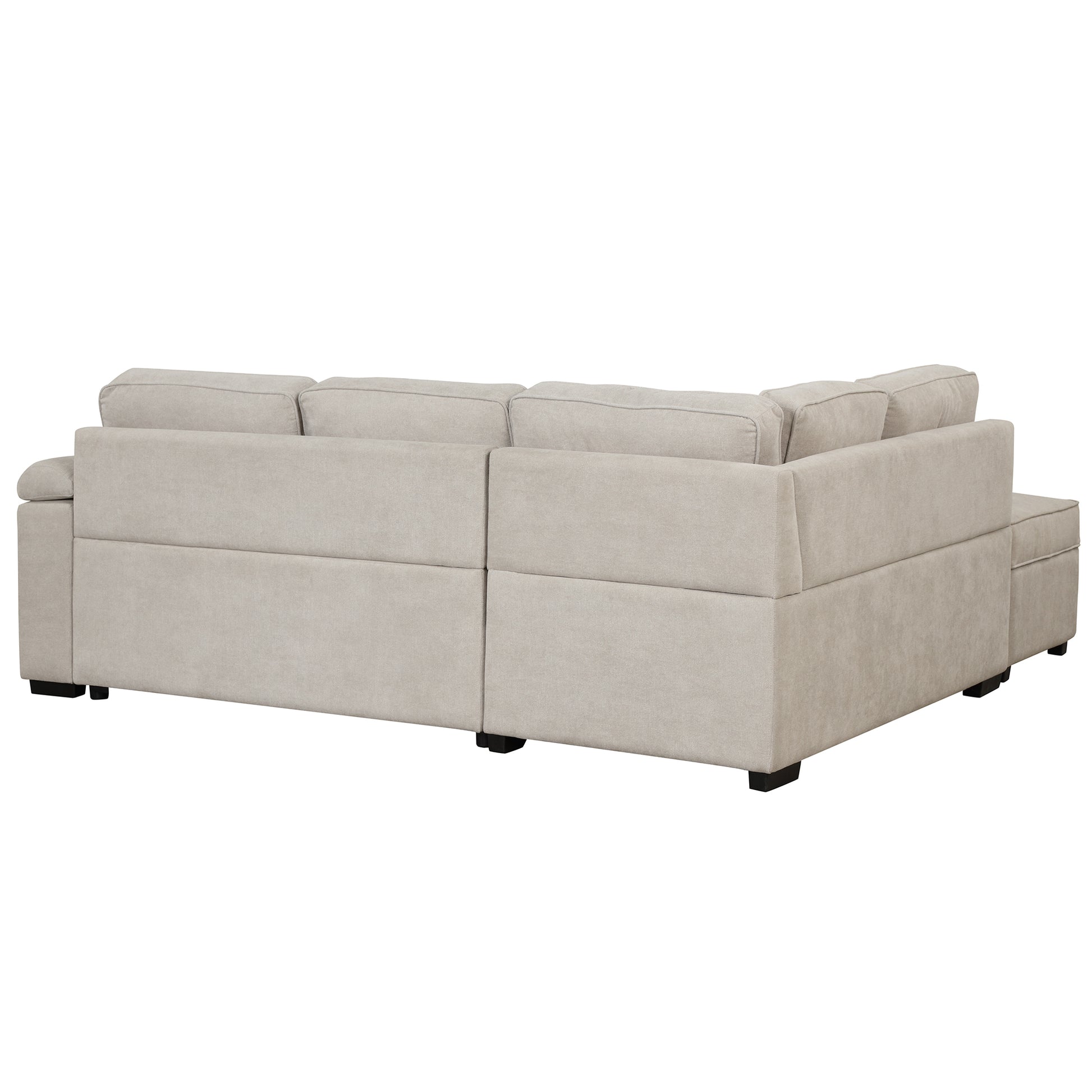 87.4" Sleeper Sofa Bed,2 in 1 Pull Out sofa bed L Shape Couch with Storage Ottoman for Living Room,Bedroom Couch and Small Apartment, Beige House to Home Furnishings LLC