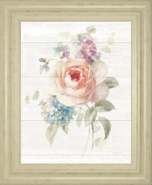 Cottage Garden III Shiplap By Danhui Nai - Framed Print Wall Art - White Classy Art