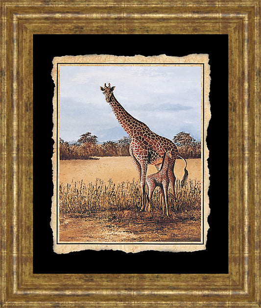 Giraffe - Framed Print Wall Art - Beige Classy Art