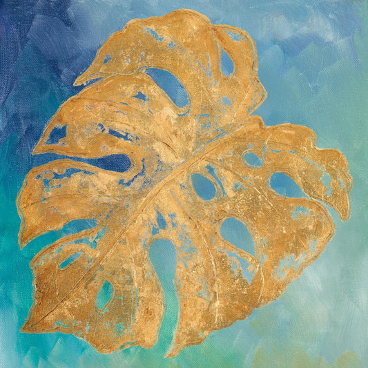 Teal Gold Leaf Palm II By Patricia Pinto - Gold Classy Art