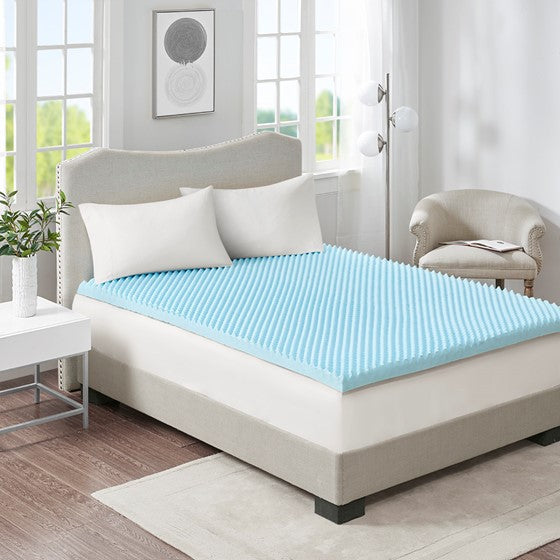 All Season Reversible Hypoallergenic Cooling Mattress Topper Blue Twin Olliix.com