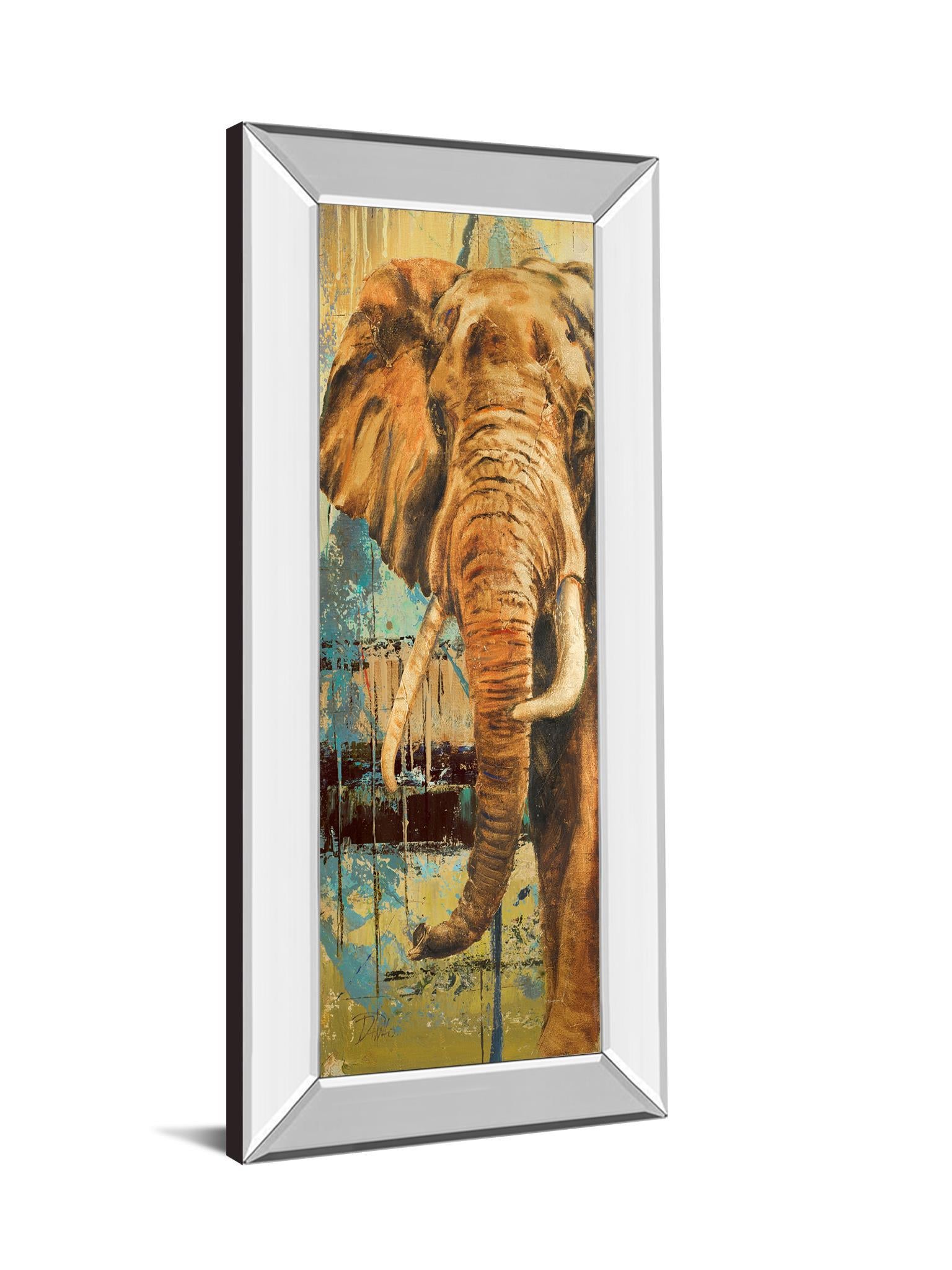 New Safari On Teal Il By Patricia Pinto - Mirror Framed Print Wall Art - Dark Brown Classy Art