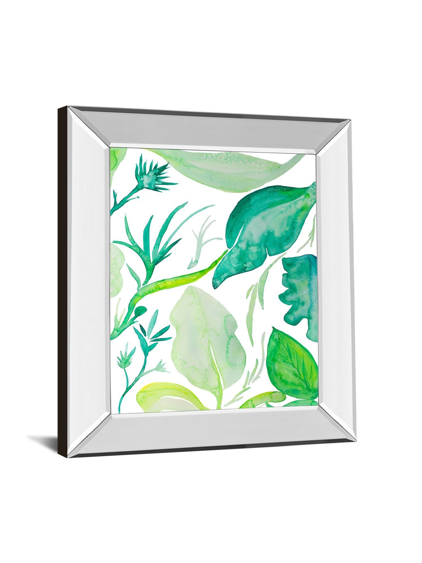 Green Water Leaves Il By Kat Papa - Mirror Framed Print Wall Art - Green Classy Art