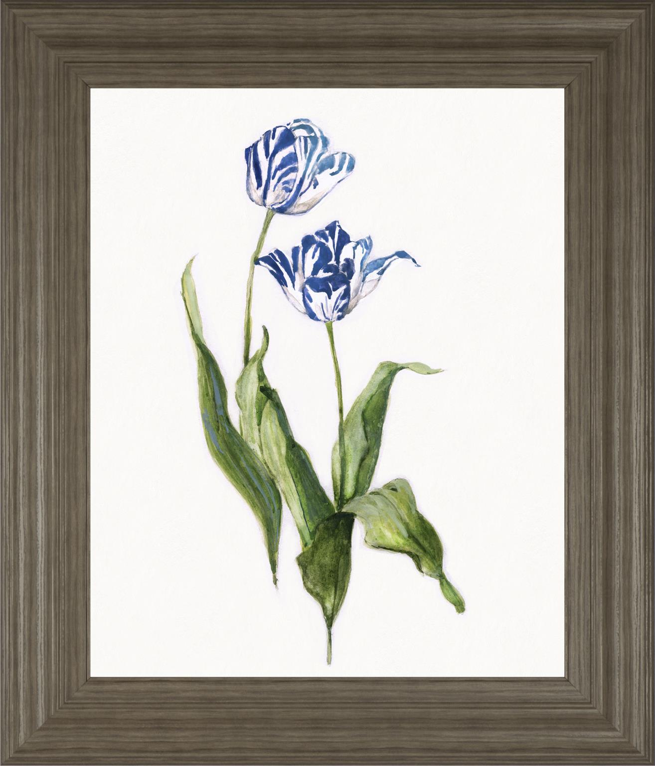 22x26 Blue Lively Botanical II By Sally Swatland - Blue Classy Art