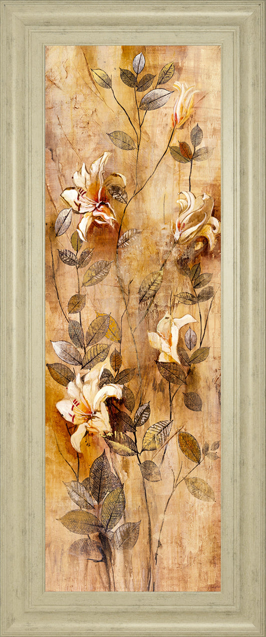 Candlelight Lilies I By Douglas - Framed Print Wall Art - Beige Classy Art