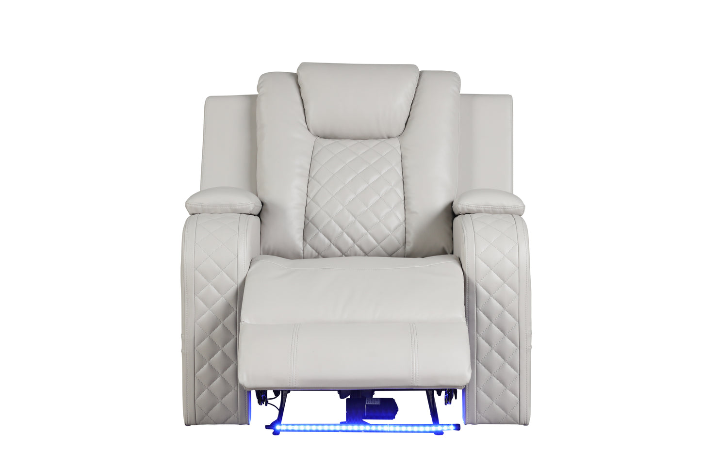 Benz LED & Power Recliner 3 PC Made With Faux Leather in Ice (FREE SHIPPING) House to Home Furnishings LLC