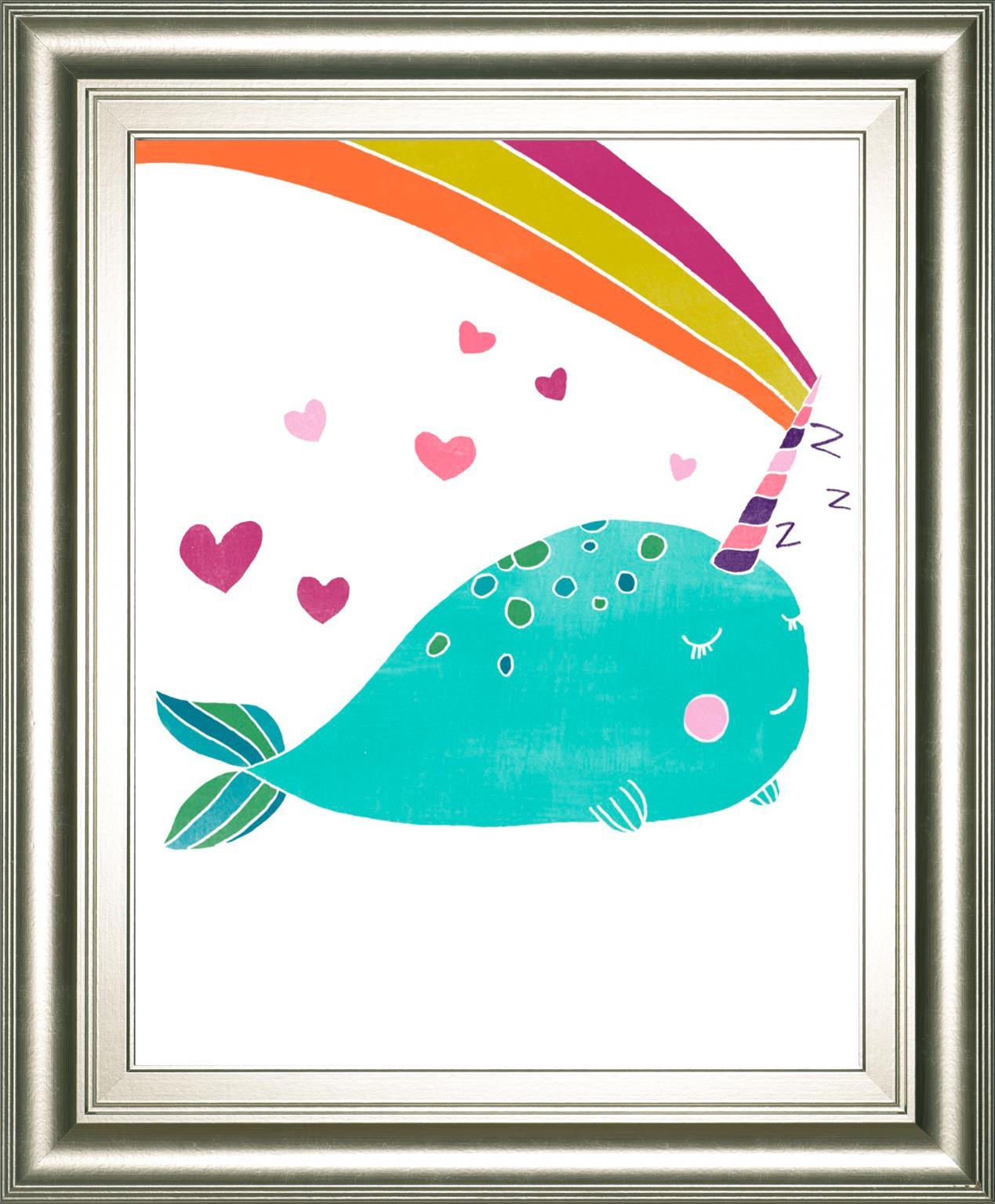 22x26 Happy Narwals III By June Erica Vess - Light Blue Classy Art