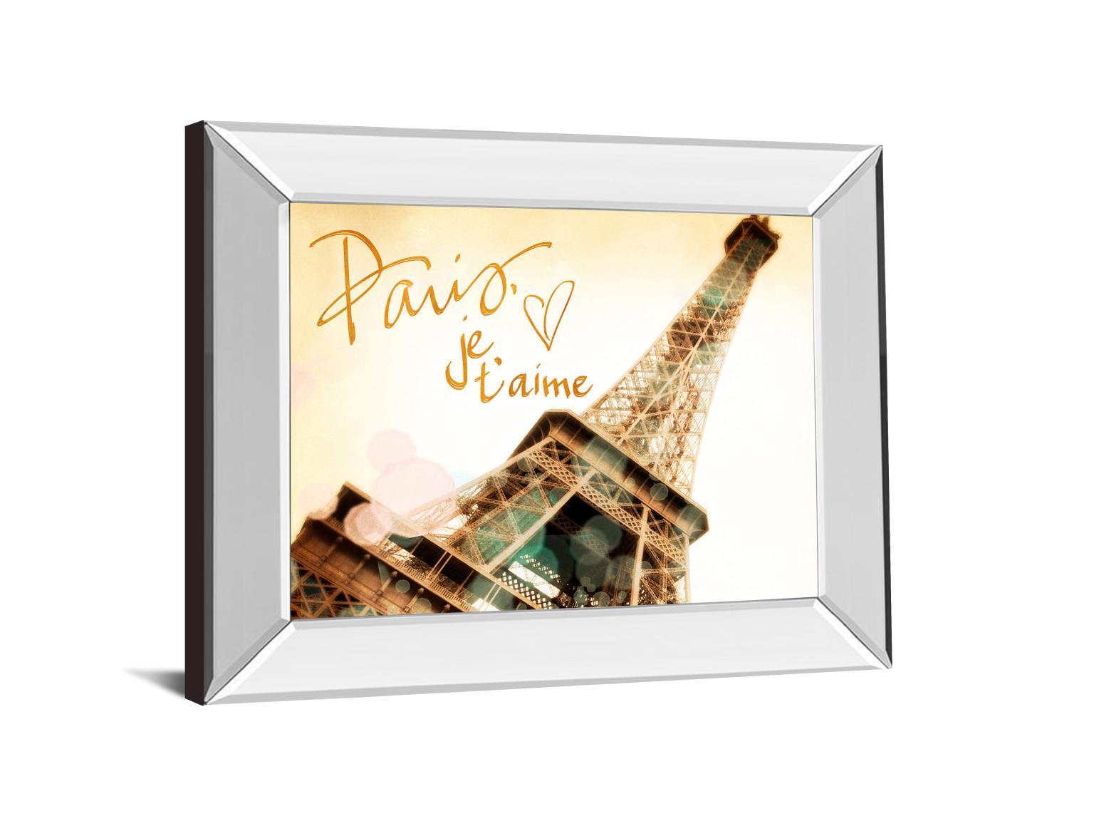 Paris, J'taime By Emily Navas - Mirror Framed Print Wall Art - Beige Classy Art