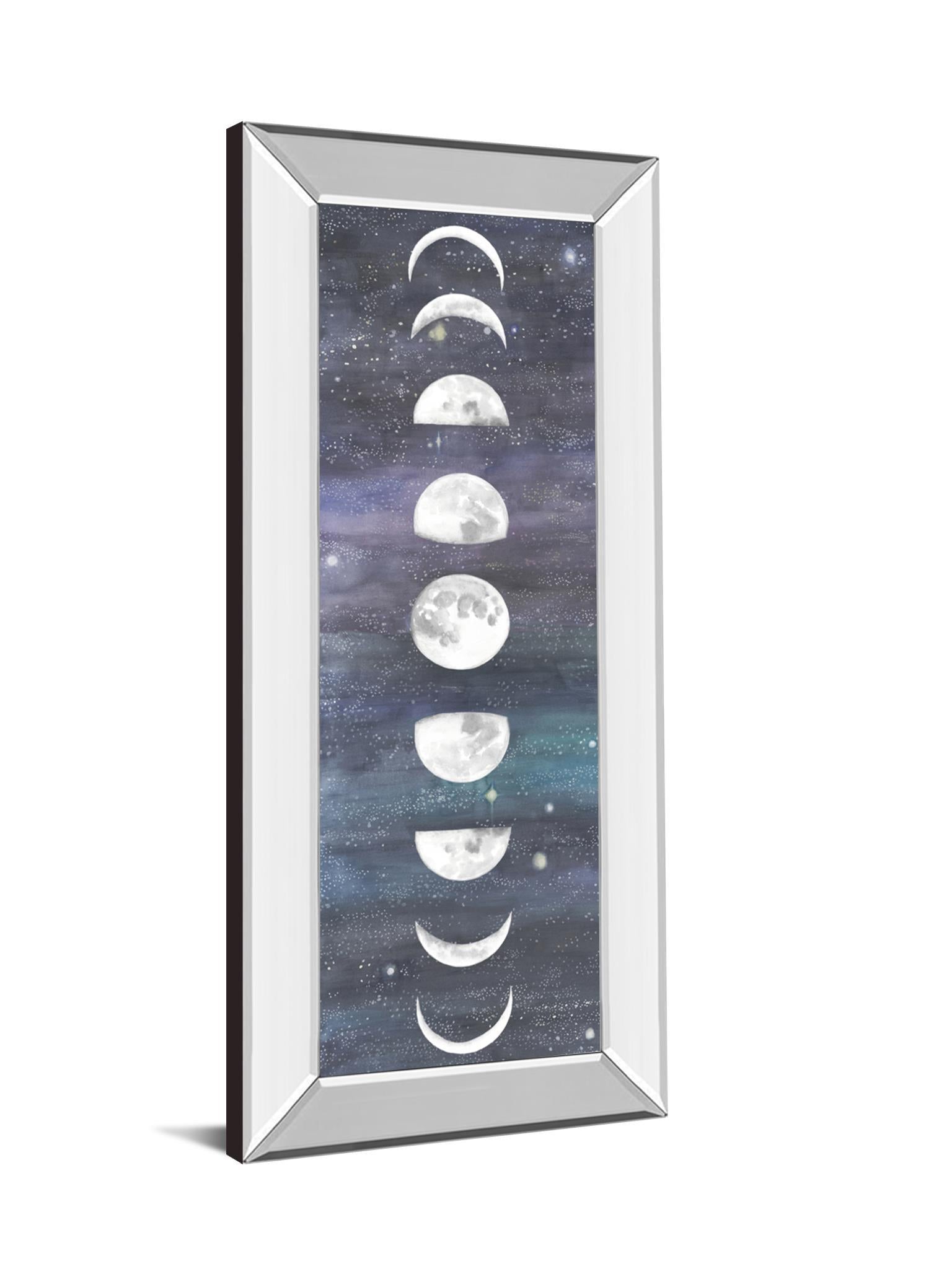 Moon Chart I By Naomi Mccavitt - Mirror Framed Print Wall Art - Blue Classy Art