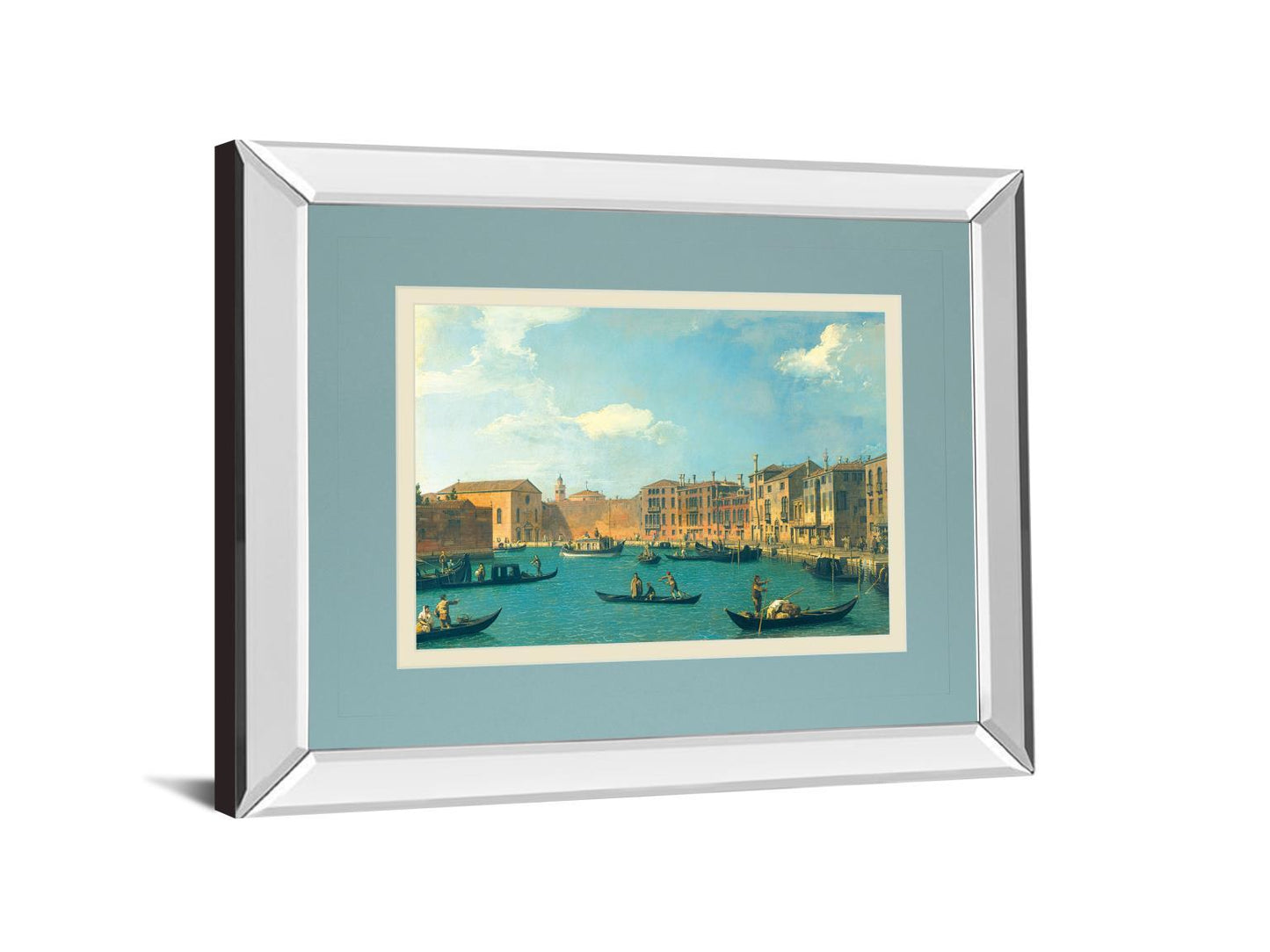 View Of The Canal Of Santa Chiara By Antonia Canaletto - Mirror Framed Print Wall Art - Blue Classy Art