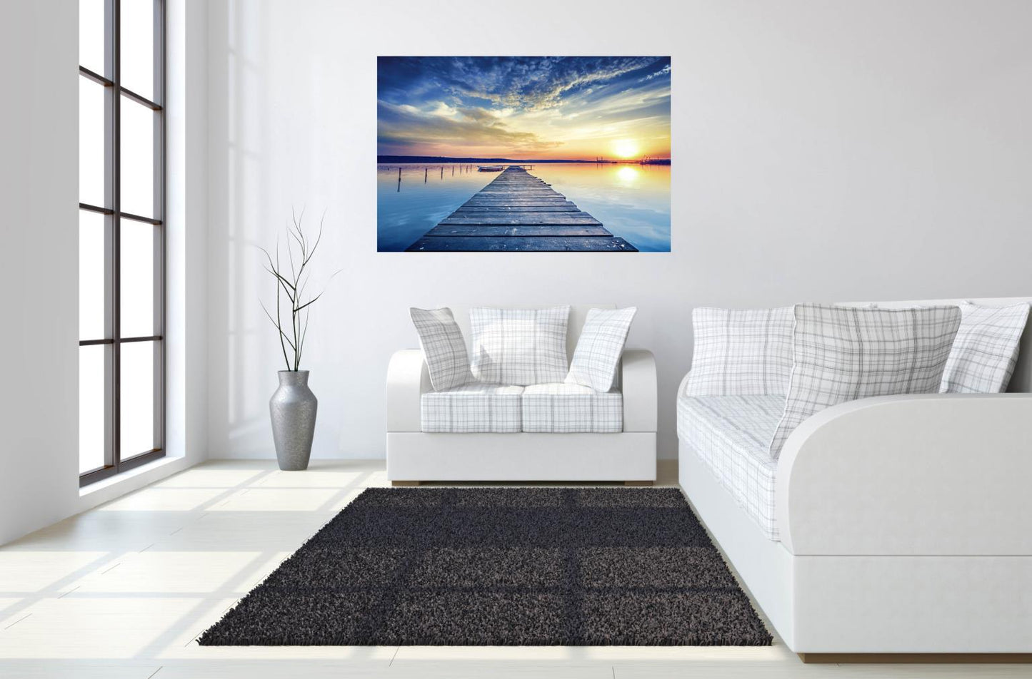 Floating Tempered Glass With Foil Sunset - Black Classy Art