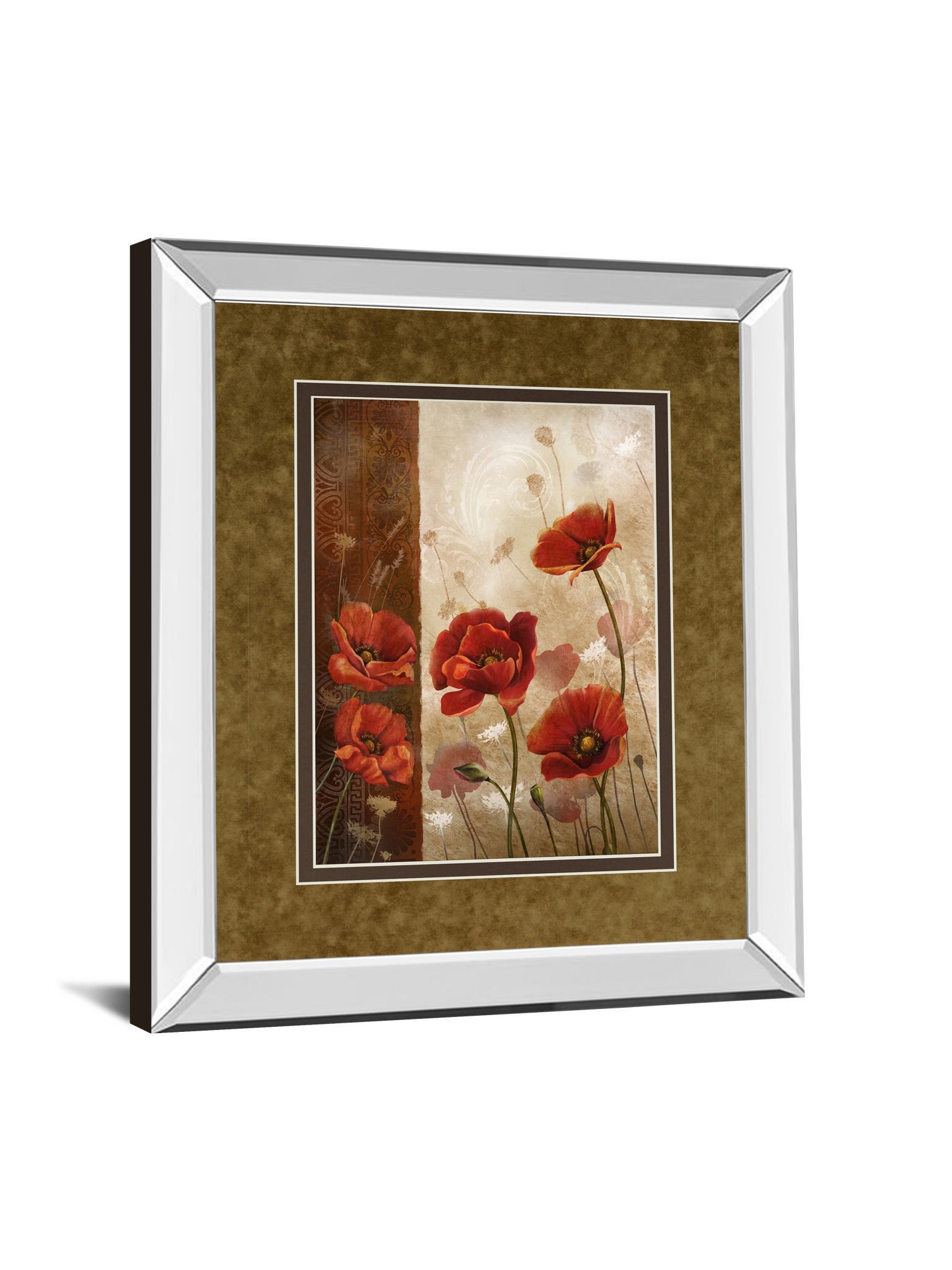 Wild Poppies I By Conrad Knutsen - Mirror Framed Print Wall Art - Red Classy Art