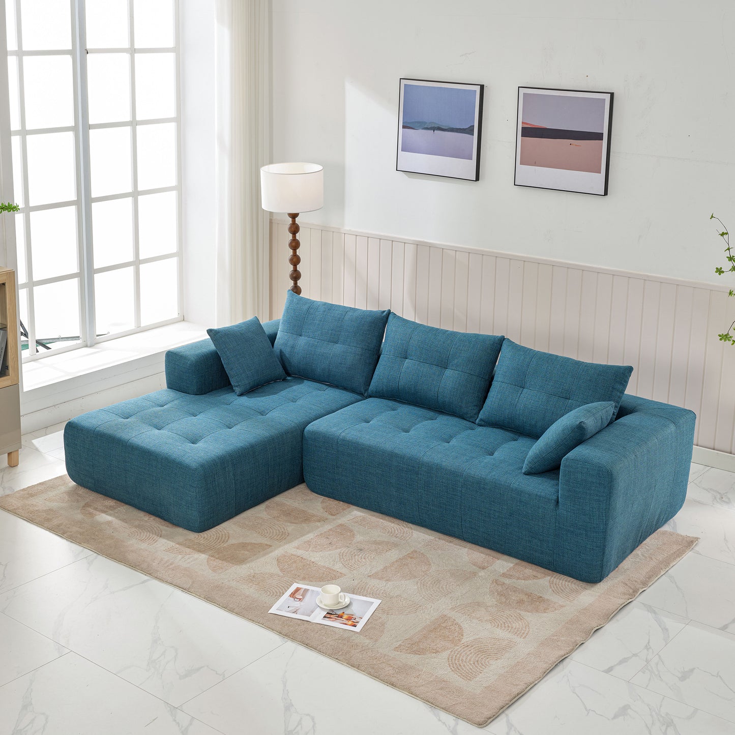 110x69" Modular Sectional Living Room Sofa Set, Modern Minimalist Style Couch, Installation-free sofa, Upholstered Sleeper Sofa for Living Room, Bedroom, Salon, 2 PC Free Combination, L-Shape, Linen House to Home Furnishings LLC