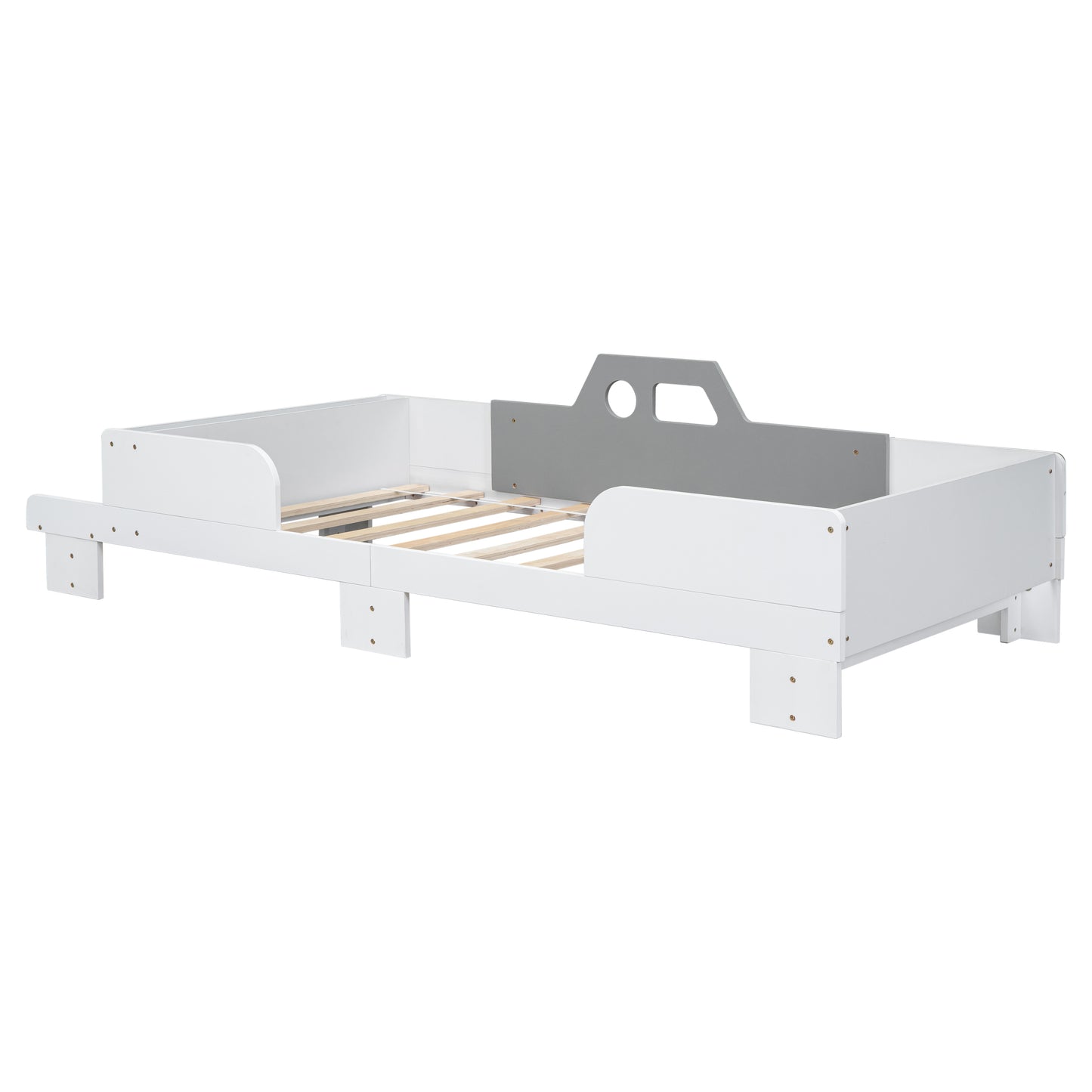 Car-Shaped Twin Wood Bed with Bench,White House to Home Furnishings LLC