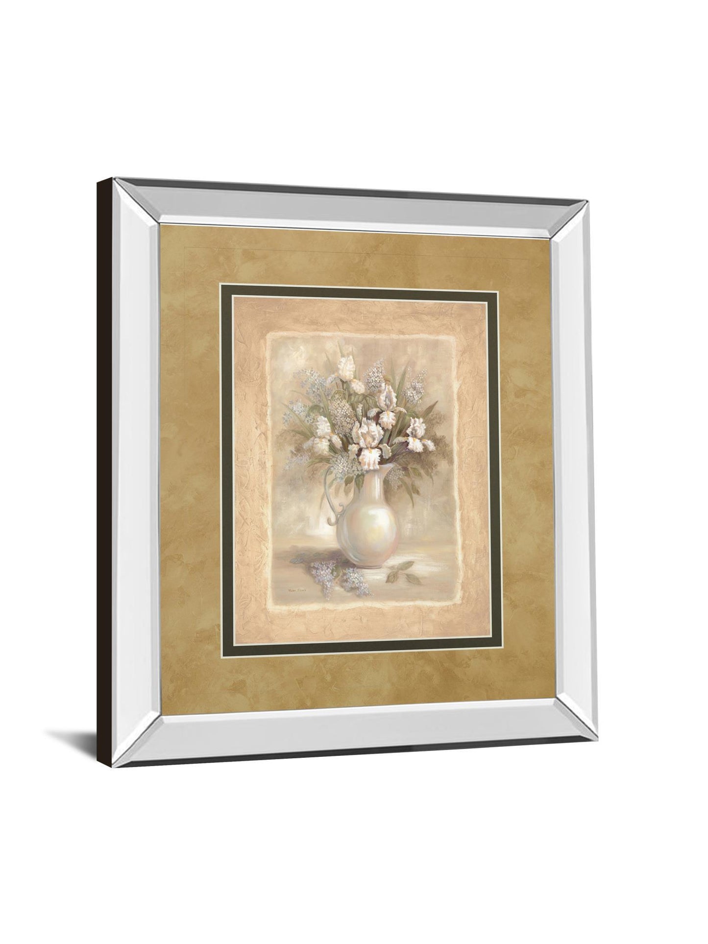 White Bounty I By Vivian Flasch - Mirror Framed Print Wall Art - White Classy Art