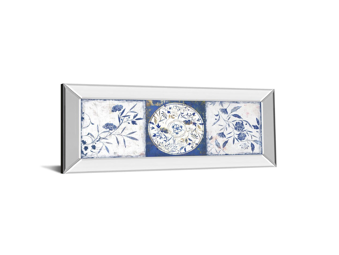 Indgio Ceramics I By Isabelle Z - Mirrored Frame Wall Art - Blue Classy Art