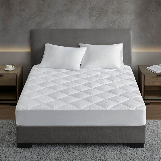 Dobby Cotton Waterproof Mattress Pad White King Olliix.com