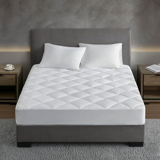 Dobby Cotton Waterproof Mattress Pad White King Olliix.com