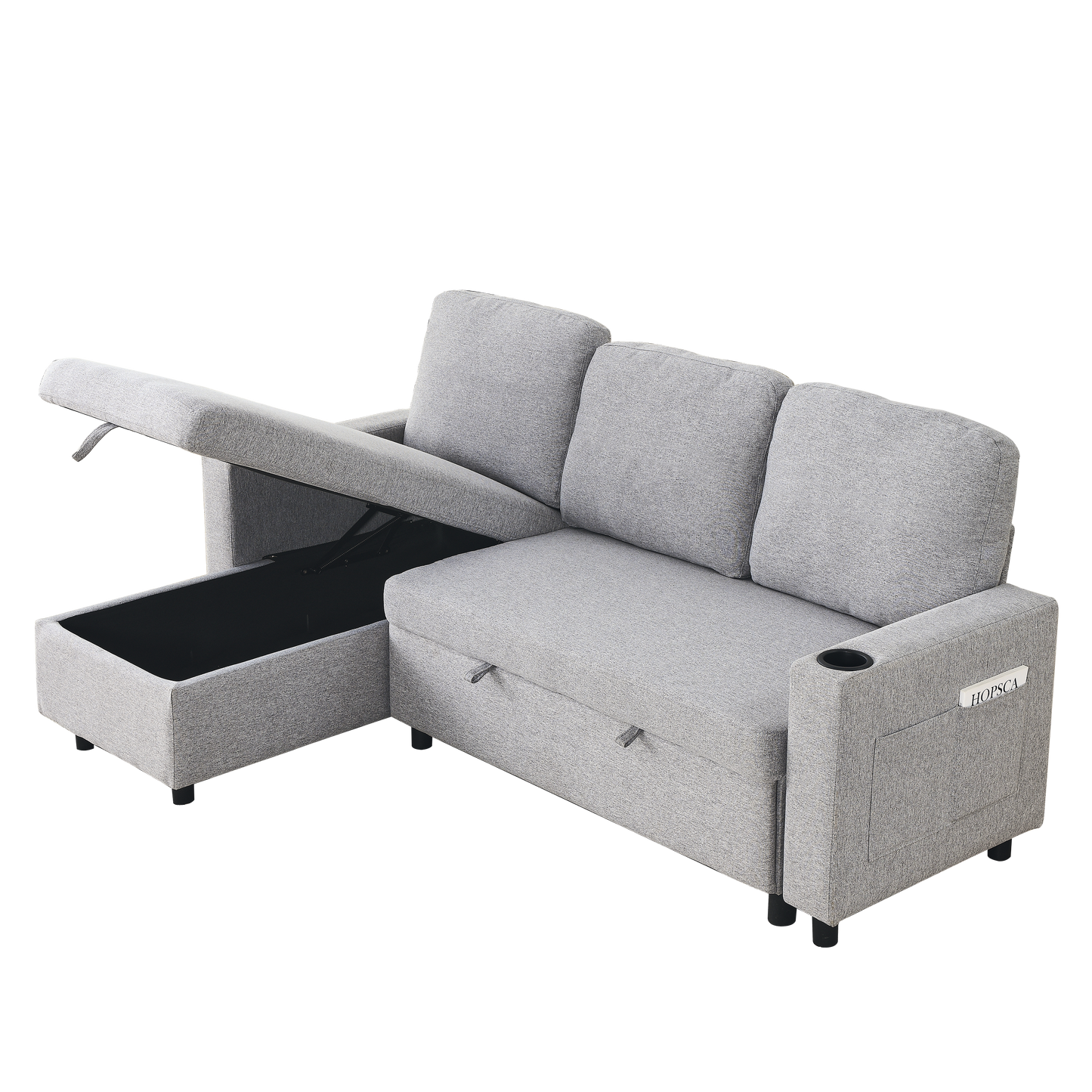 FX78.7"Comfortable Linen L-Shaped Combo Sofa Sofa Bed, Living Room Furniture Sets for Tight Spaces, Reversible Sleeper Combo Sofa with Pullout Bed,Reversible Sofa Bed for Living Room, Office, Apartmen House to Home Furnishings LLC