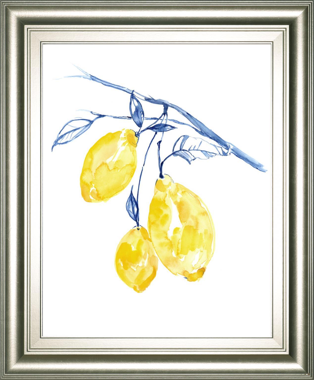 22x26 Watercolor Lemons II By Jennifer Goldberger - Yellow Classy Art