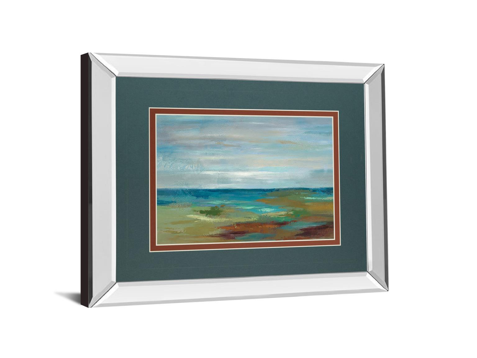 Wispy Clouds By Silvia Vassileva - Mirror Framed Print Wall Art - Blue Classy Art